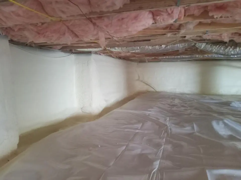Crawl space encapsulation with closed-cell spray foam for Roof Leak Repair in Rochester